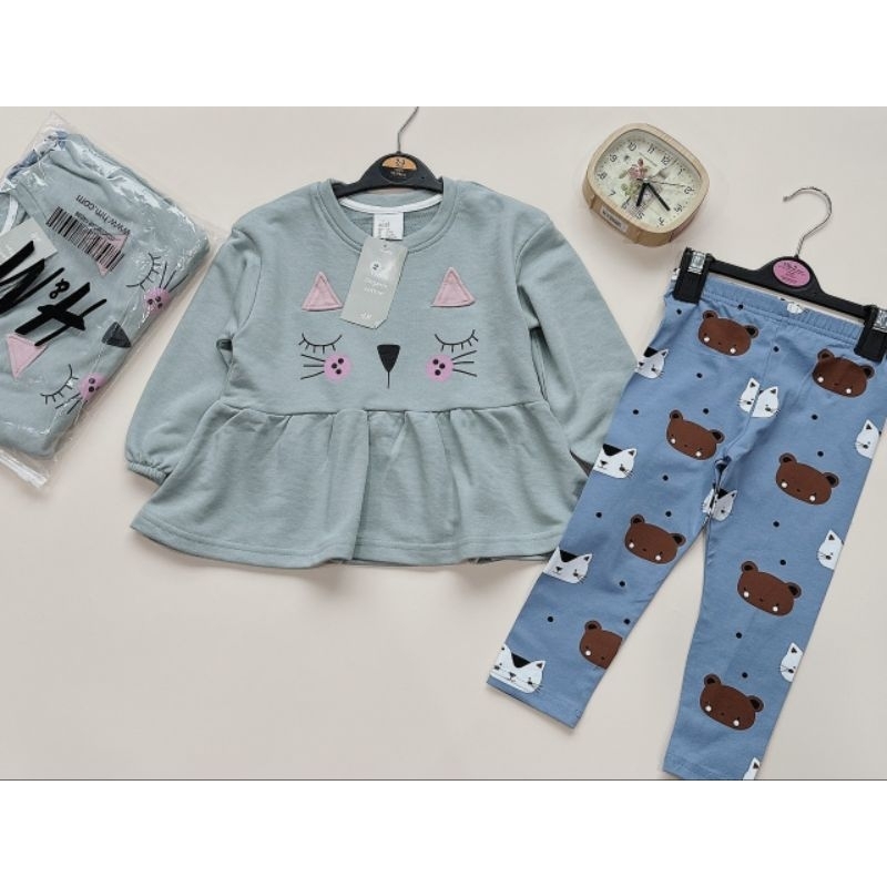 Set áo baby doll mèo mix legging cho bé style dễ thương - Có buôn sỉ-SP 4667