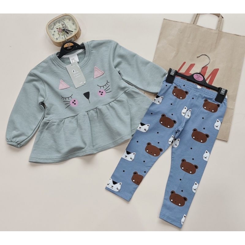 Set áo baby doll mèo mix legging cho bé style dễ thương - Có buôn sỉ-SP 4667