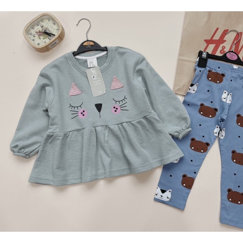 Set áo baby doll mèo mix legging cho bé style dễ thương - Có buôn sỉ-SP 4667