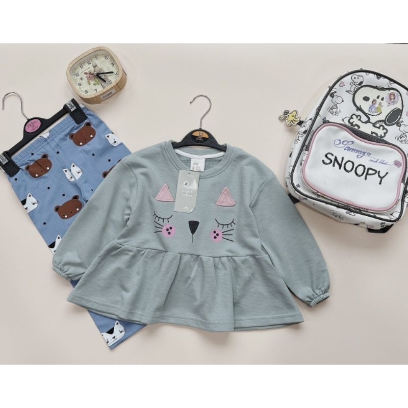 Set áo baby doll mèo mix legging cho bé style dễ thương - Có buôn sỉ-SP 4667