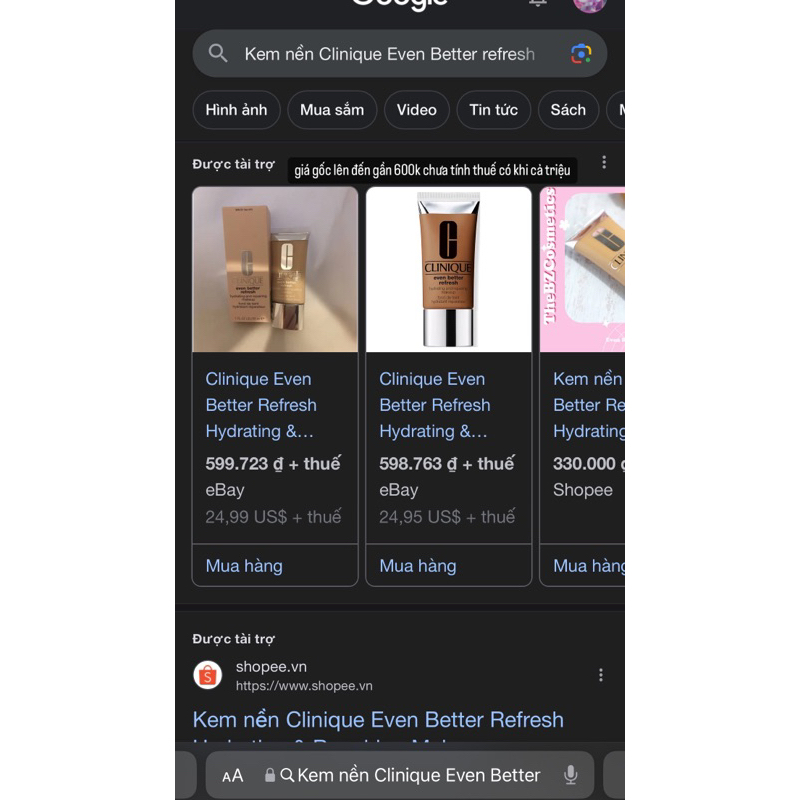 Pass kem nền clinique