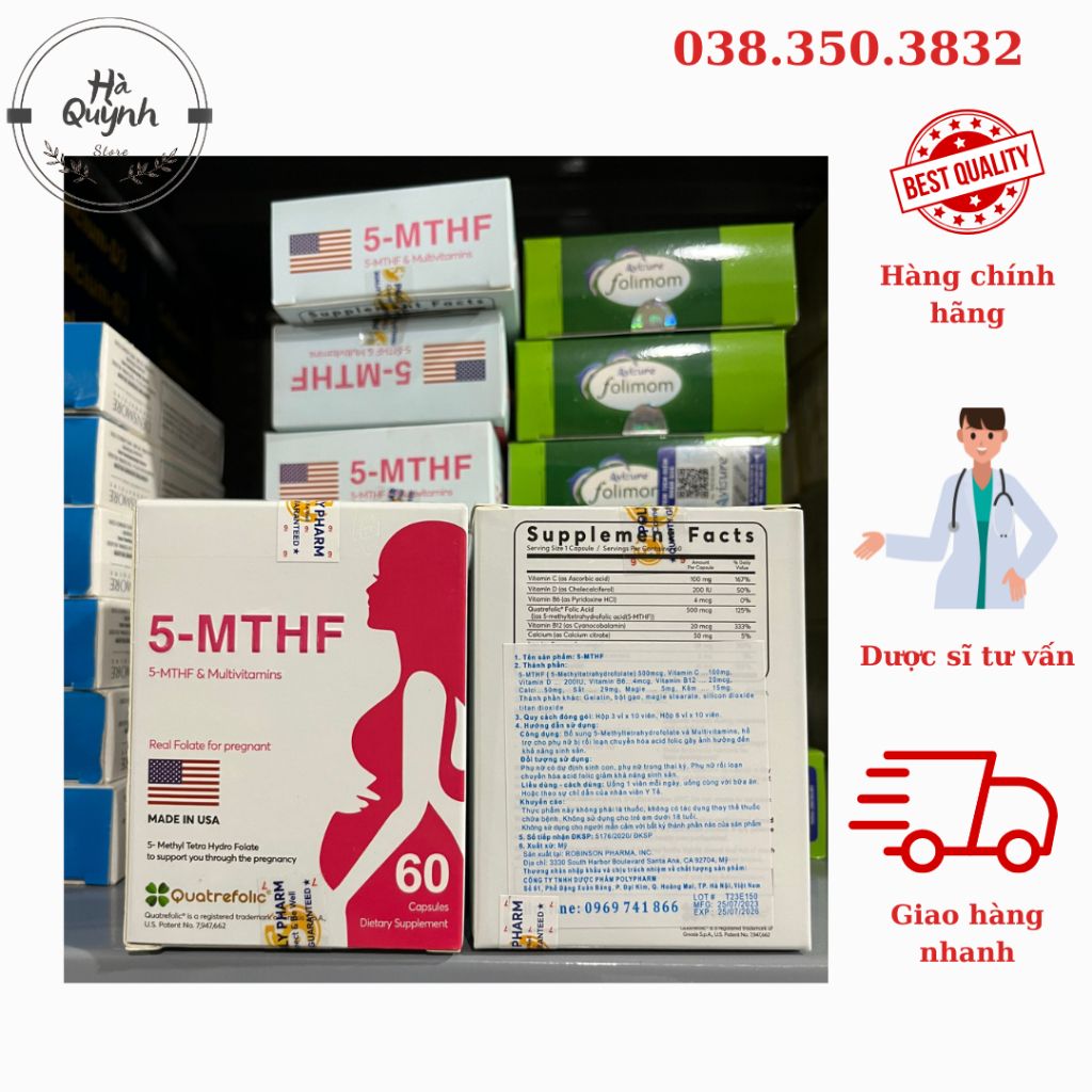 🌈 5-MTHF 30 viên – 60 viên, bổ sung acid folic, 5mthf, canxi, vitamin cho bà bầu, tăng thụ thai, ngừa dị tật thai nhi 💯