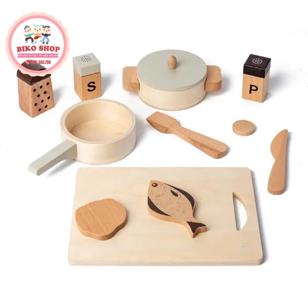 Set nồi Cucinino bằng gỗ cho bé