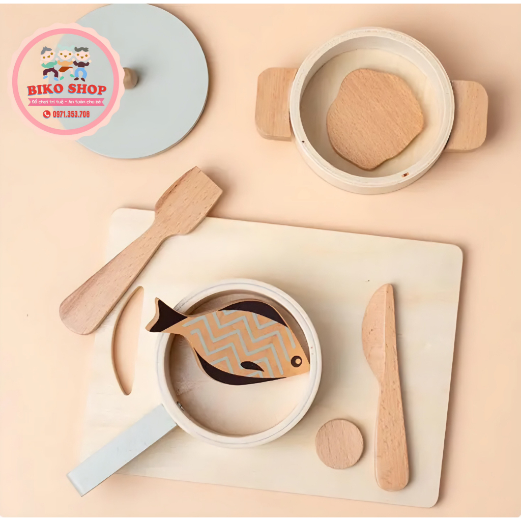 Set nồi Cucinino bằng gỗ cho bé