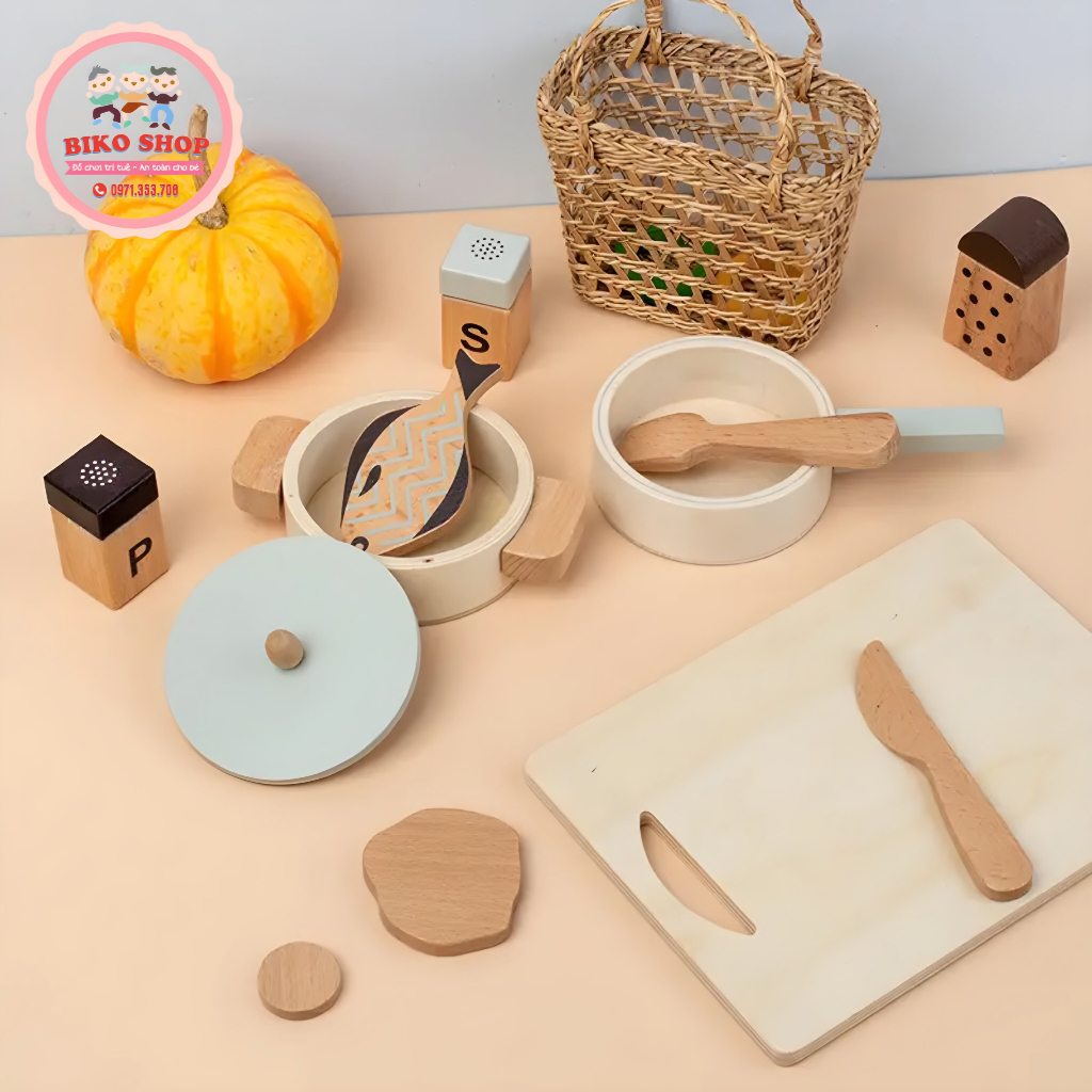 Set nồi Cucinino bằng gỗ cho bé