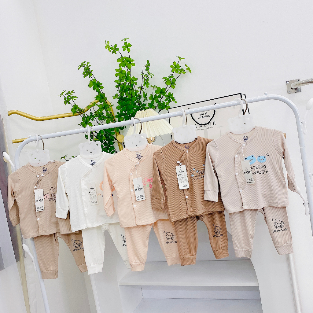 Bộ dài tay sơ sinh bảng màu mới cute hot hít Mazakids