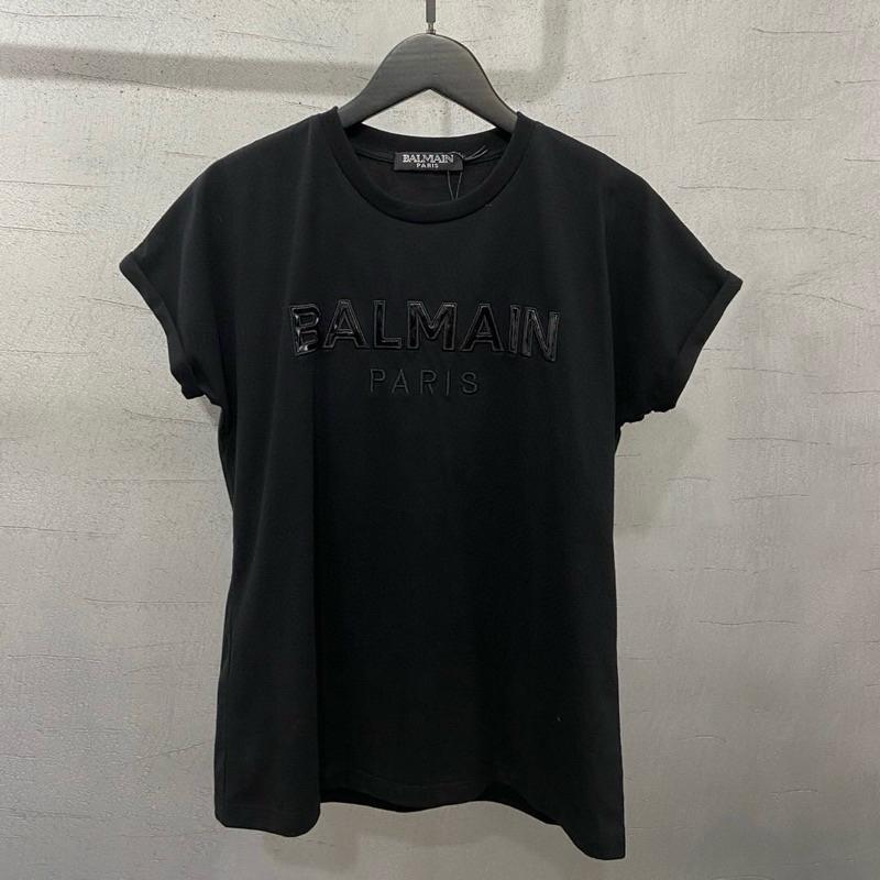 Áo phông đôi nam nữ in chữ nổi BALMAIN chất cotton chuẩn tag, áo phông nữ trắng basic form rộng đẹp