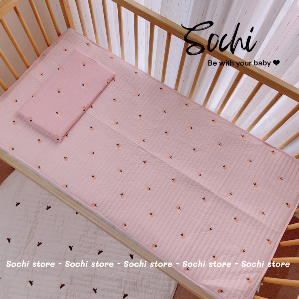 Lót chống thấm giường, cũi kích thước 60x120cm vải Hàn thấm hút mồ hôi tốt cho bé