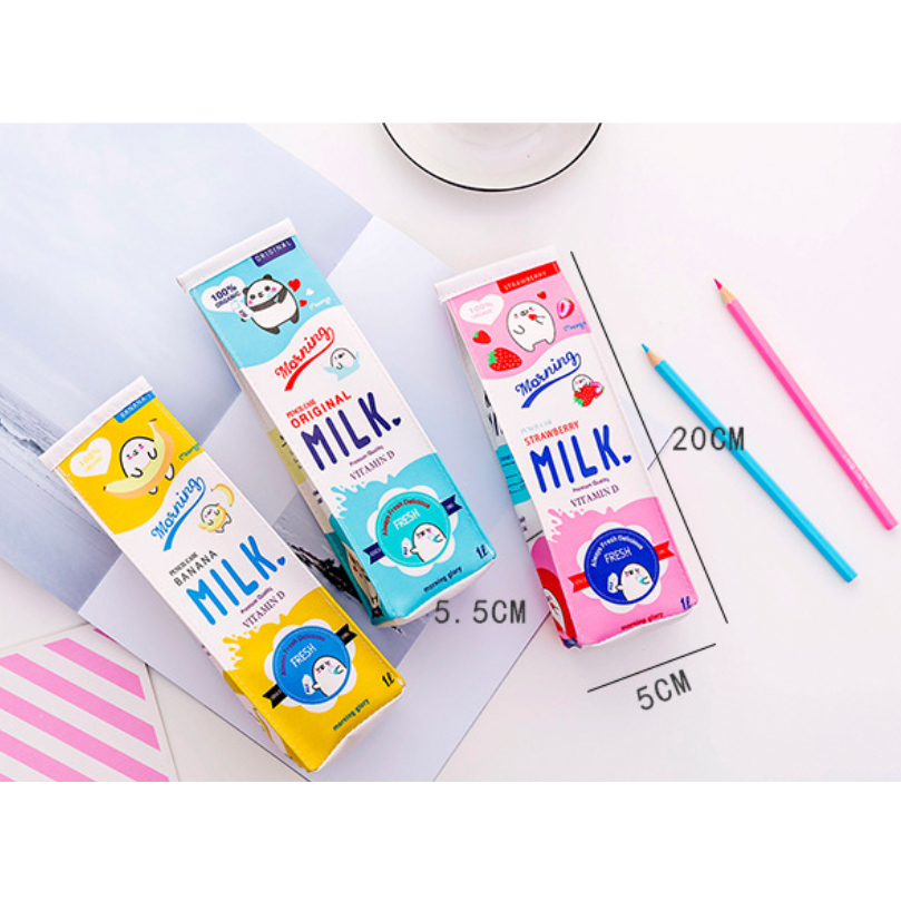 Túi đựng bút học sinh sinh viên - túi đựng đồ cá nhân hình hộp sữa mikl dễ thương