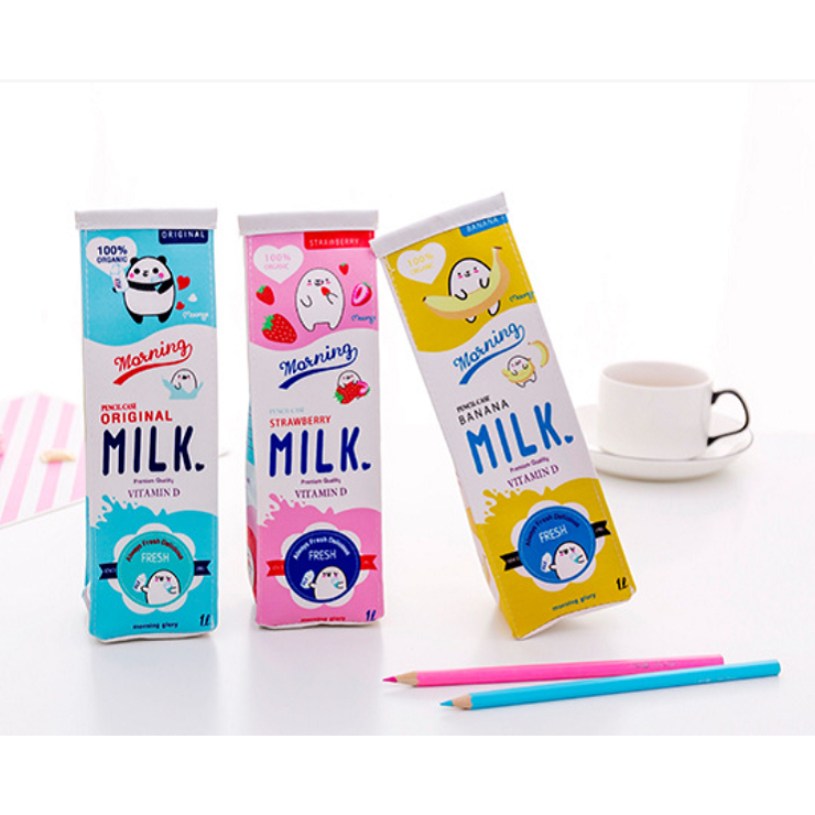 Túi đựng bút học sinh sinh viên - túi đựng đồ cá nhân hình hộp sữa mikl dễ thương