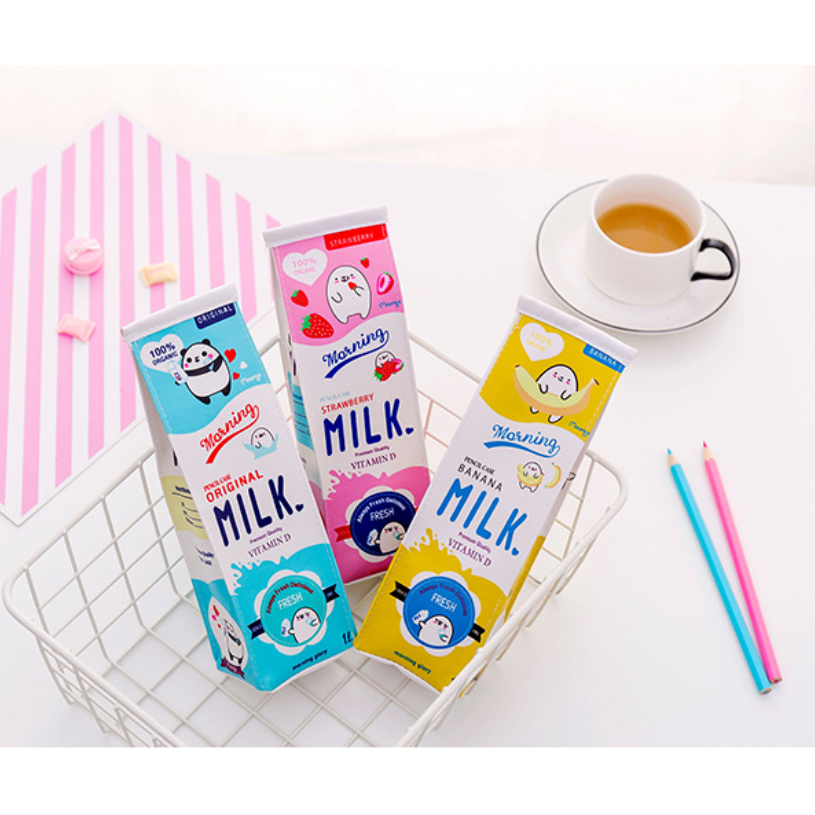 Túi đựng bút học sinh sinh viên - túi đựng đồ cá nhân hình hộp sữa mikl dễ thương