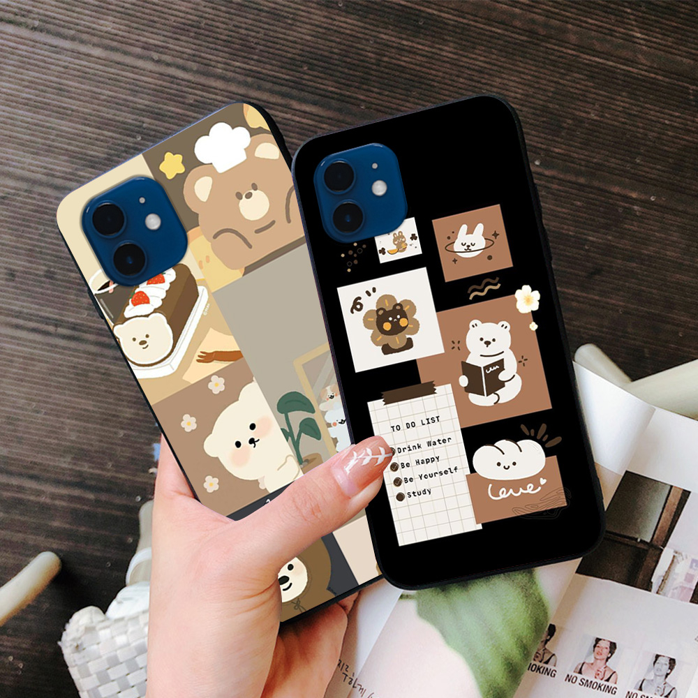 Ốp lưng Iphone 12 / ip 12 mini / ip 11 in hình kẻ ô các con vật cute dễ thương