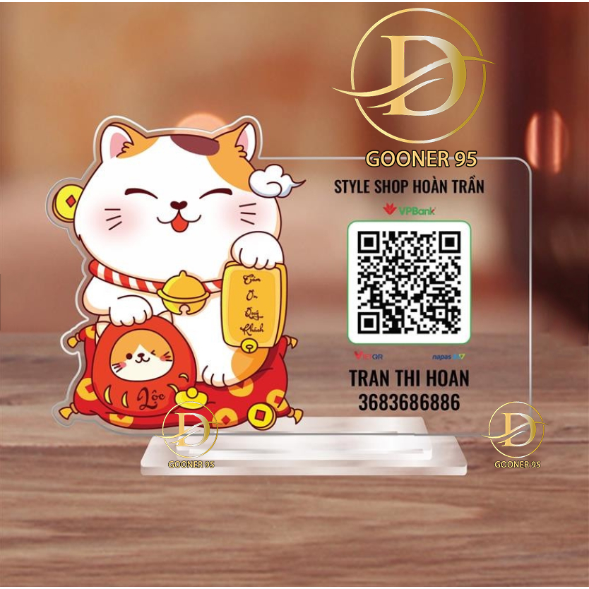 Bảng mã Qr mica, Mã Qr để bàn, Qr mèo thần tài, Qr thanh toán
