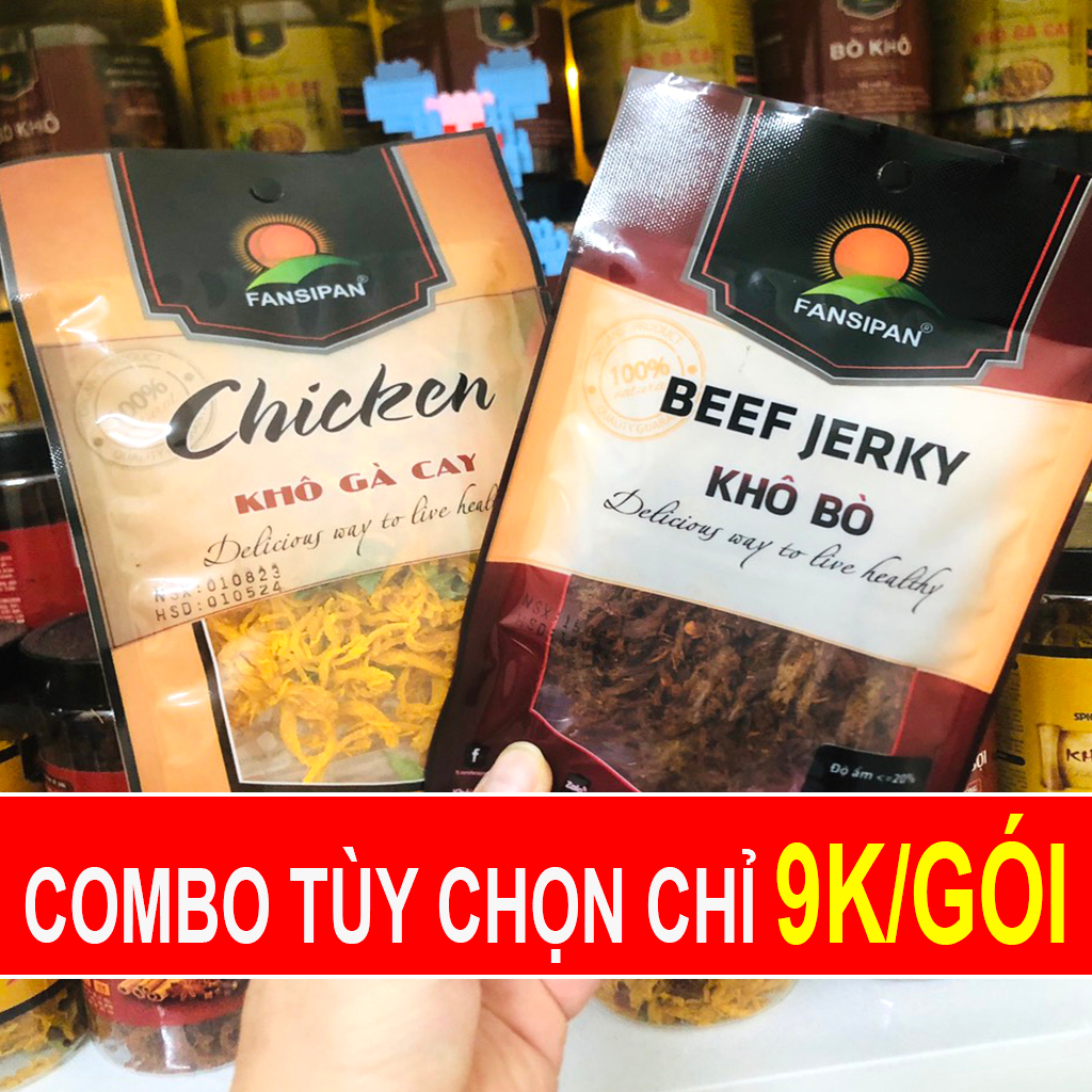 COMBO Tùy Chọn - Khô Bò Sợi/Khô Gà Cay Thơm Ngon Giòn Hấp Dẫn