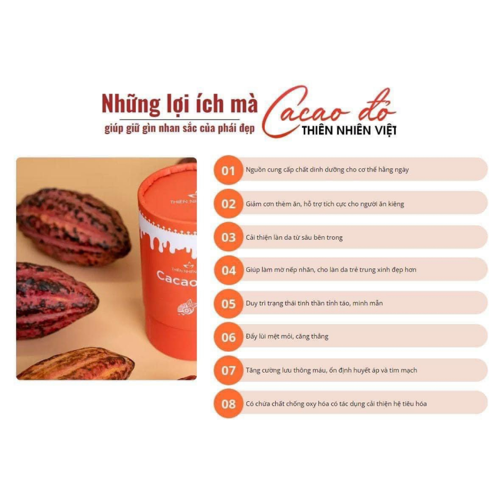 Cacao đỏ hỗ trợ giảm cân Thiên Nhiên Việt