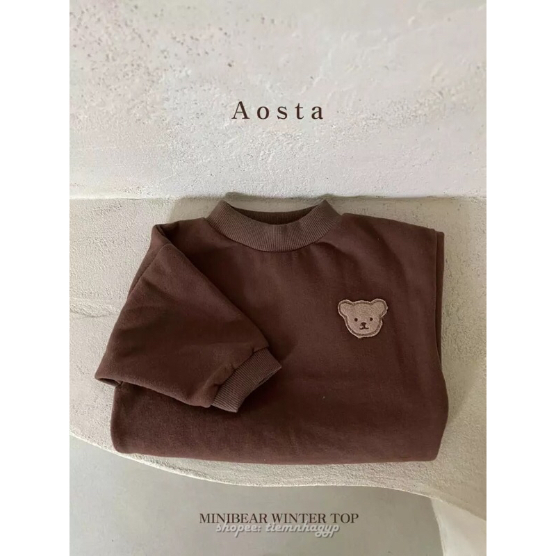 Áo hoodie lót nỉ gấu Hàn Quốc hãng Aosta cho bé