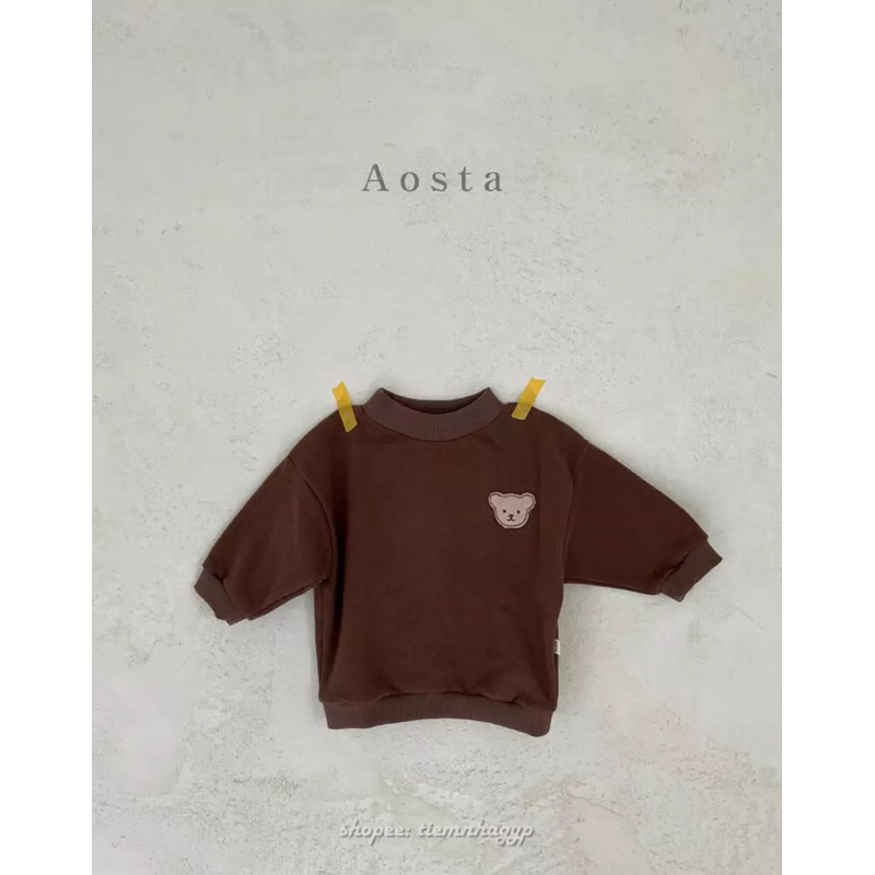 Áo hoodie lót nỉ gấu Hàn Quốc hãng Aosta cho bé