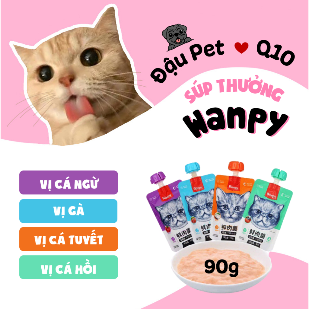 Súp thưởng nắp vặn Wanpy cho mèo 4 vị gói 90g - Đậu Pet