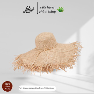 Nón Cói đi biển móc sợi raffia cao cấp Vành Rộng Tua Rua