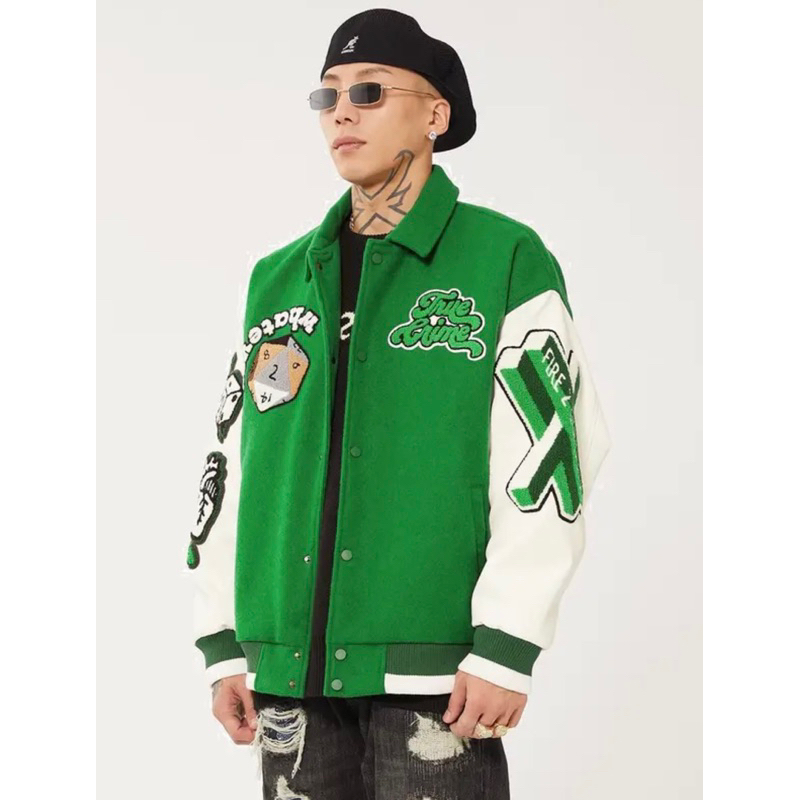 Áo Khoác Bomber Nam Phối Tay Da Chất Liệu Dạ Thời Trang Nam