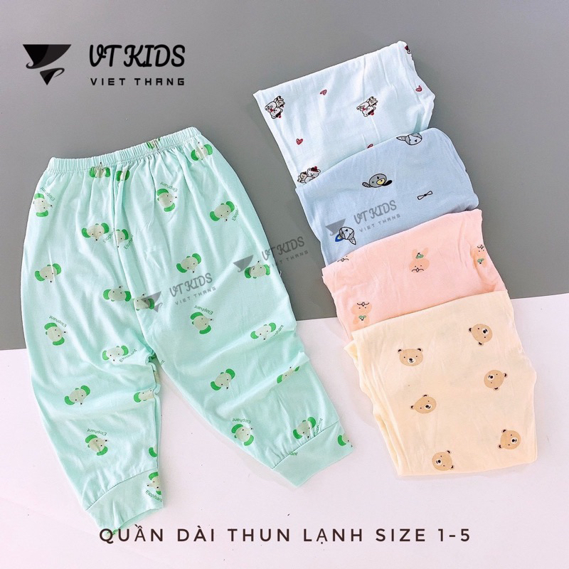 Quần dài thun lạnh màu in/ trắng in cho bé sơ sinh đến 9kg