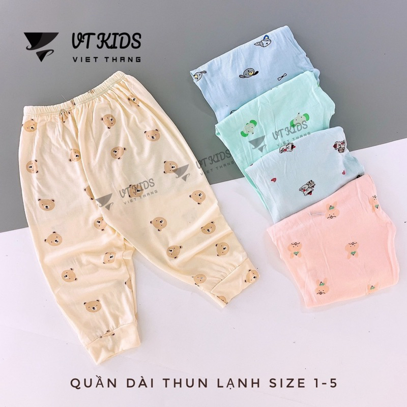 Quần dài thun lạnh màu in/ trắng in cho bé sơ sinh đến 9kg