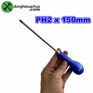 Tua vít bake cán bầu ph2x150mm licota asd-2561502h màu xanh