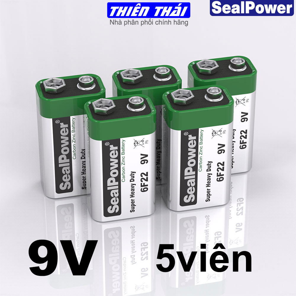 Pin vuông Sealpower,pin 9V, pin 6F22 Siêu bền, chính hãng, dung lượng cao 250mAh, gắn micro, karaoke, đèn pin, đồ chơi