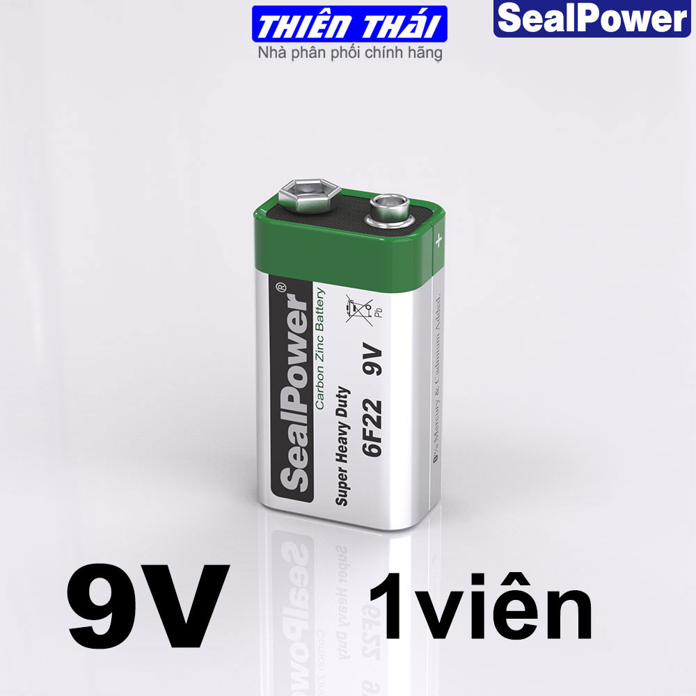 Pin vuông Sealpower,pin 9V, pin 6F22 Siêu bền, chính hãng, dung lượng cao 250mAh, gắn micro, karaoke, đèn pin, đồ chơi