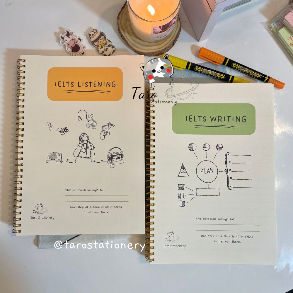 Sổ IELTS Writing, Speaking, Listening, Speaking Sổ Notebook IELTS, Tiếng Anh Taro Stationery