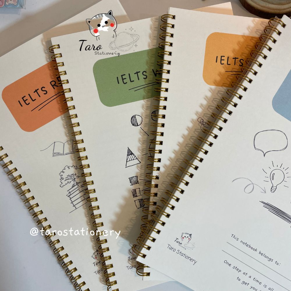 Sổ IELTS Writing, Speaking, Listening, Speaking Sổ Notebook IELTS, Tiếng Anh Taro Stationery