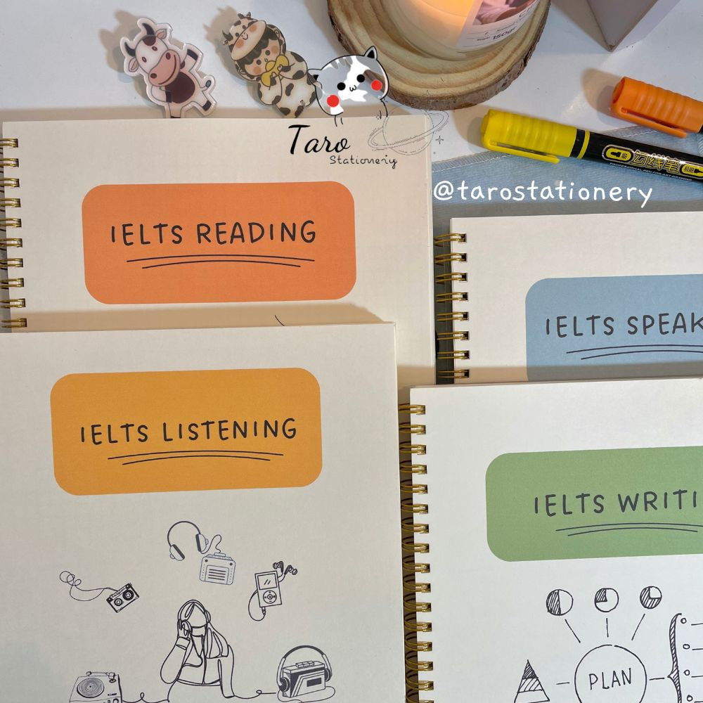 Sổ IELTS Writing, Speaking, Listening, Speaking Sổ Notebook IELTS, Tiếng Anh Taro Stationery