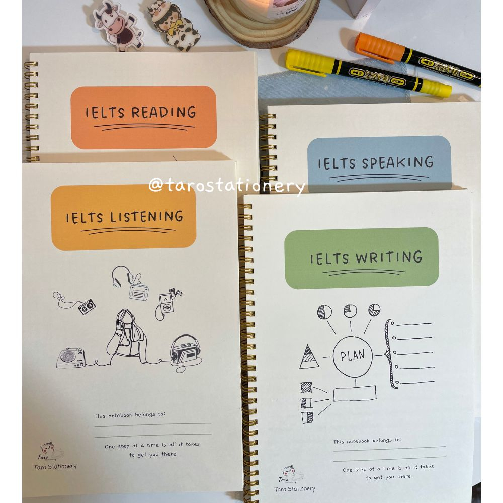 Sổ IELTS Writing, Speaking, Listening, Speaking Sổ Notebook IELTS, Tiếng Anh Taro Stationery
