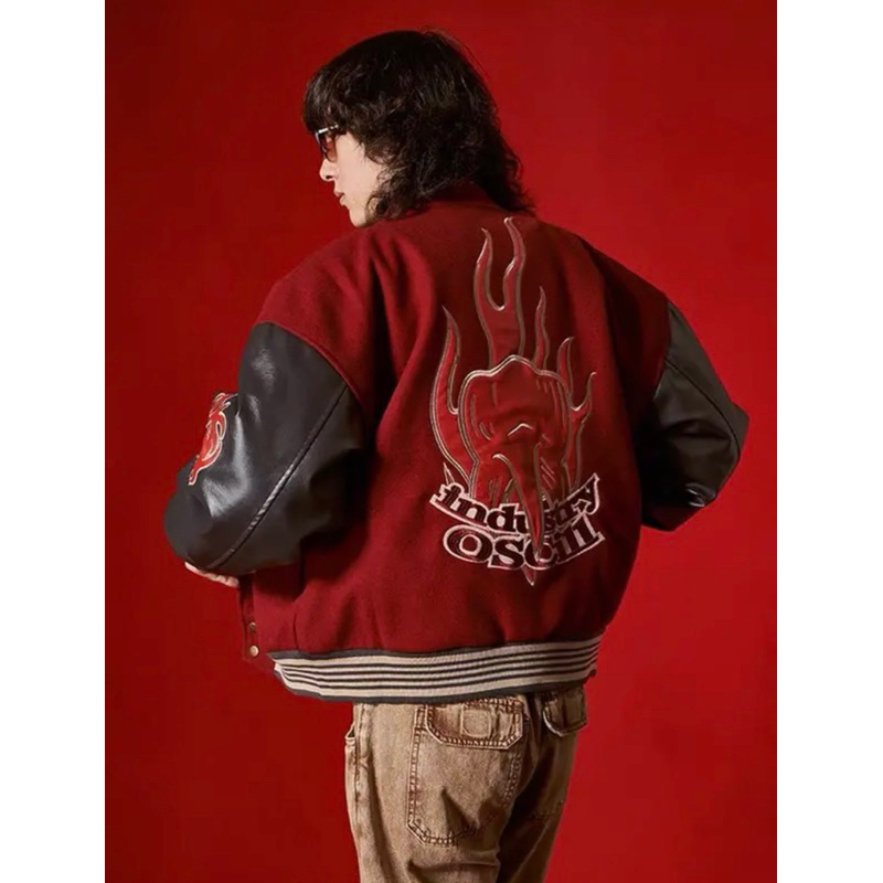 Áo Khoác Bomber Nam Phối Tay Da Chất Liệu Dạ Thời Trang Nam