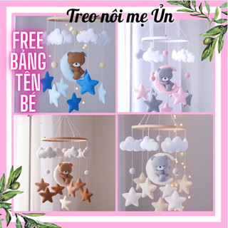 Đồ chơi treo nôi cho bé kích thích thị giác cho bé, tự xoay và phát nhạc mẫu Gấu ôm Trăng