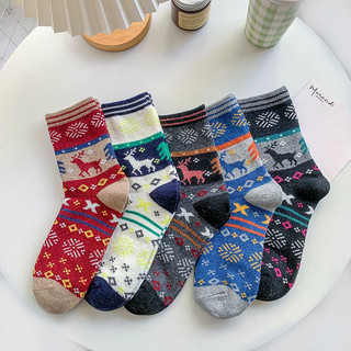 Tất cao cổ nữ, Tất thổ cẩm nữ, Set 5 đôi vớ hoạt hình cao cổ thổ cẩm,vớ cổ cao dày dặn,vớ thời trang thu hè