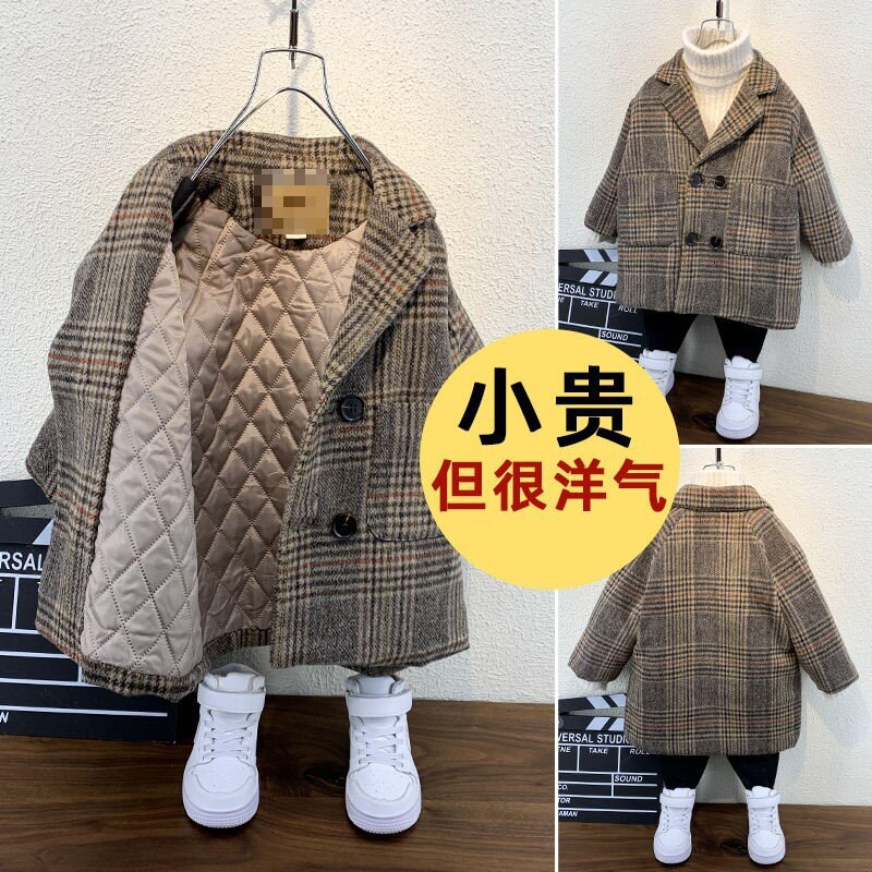 Áo khoác dạ dáng dài phong cách Châu Âu cho bé