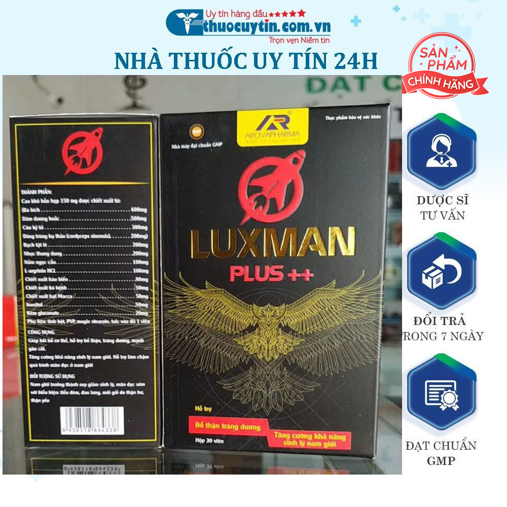 Luxman Plus bổ thận tráng dương hiếm muộn tăng chất lượng tinh trùng sinh lực nam giới
