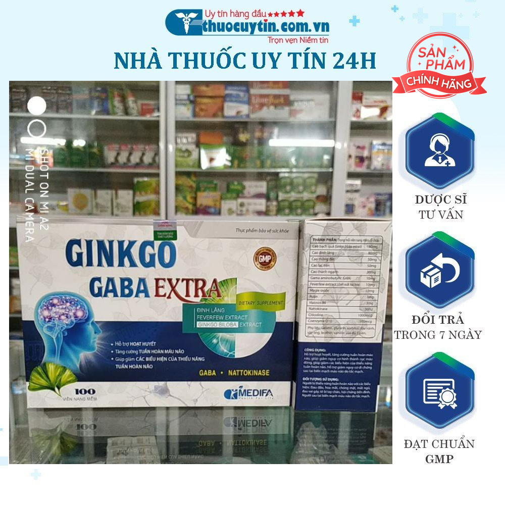Ginkgo Gaba Extra hoạt huyết dưỡng não hỗ trợ mất ngủ giảm đau dây thần kinh phòng đột quỵ