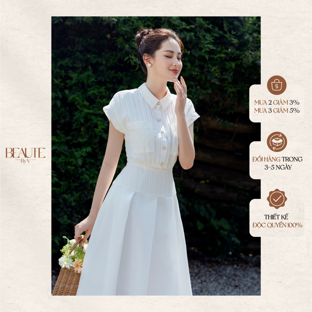 BEAUTEBYV - Váy cổ đức vai chờm Celina