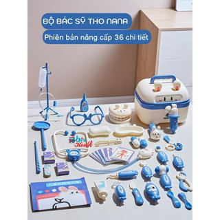 Đồ Chơi Bác Sĩ Thỏ Nhiều Dụng Cụ Màu Xanh, Hồng Dễ Thương Chất Liệu Nhựa An Toàn Cho Bé