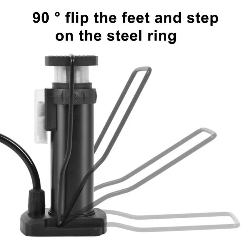 Bơm Xe Đạp Xe Máy Bơm Bóng Đạp Chân Có Đồng Hồ Gấp Gọn Kèm Nhiều Đầu Van Đa Năng