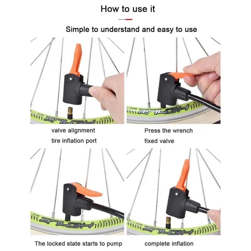 Bơm Xe Đạp Xe Máy Bơm Bóng Đạp Chân Có Đồng Hồ Gấp Gọn Kèm Nhiều Đầu Van Đa Năng