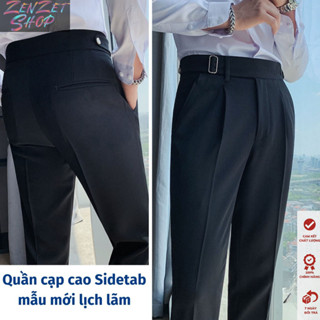 Quần tây Nam cạp cao đai lệch tự chỉnh eo, Quần âu baggy kiểu mới đẹp lịch lãm màu xám, đen, be kem Zenzetshop QTN04