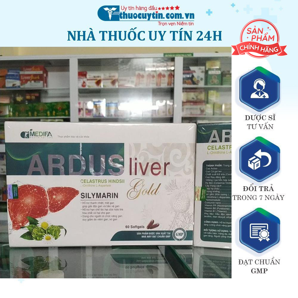 Bổ gan Ardus Liver Gold Silymarin arginin cà gai leo diệp hạ châu xạ đen bảo vệ  gan thận