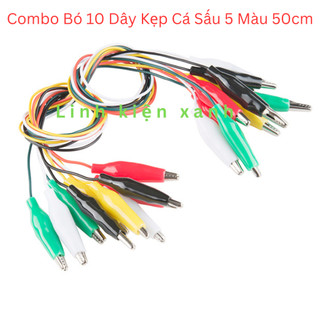 Combo bó 10 dây kẹp cá sấu 5 màu 50cm
