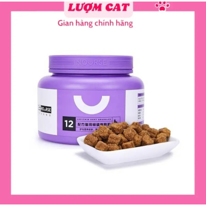 Nourse 12 Dưỡng lông cho mèo Ngăn ngừa rụng lông Phục hồi lông hộp 30g -Lượm Cat-