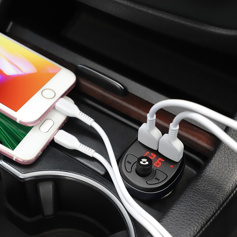 Tẩu sạc ôtô Hoco E41 2 cổng USB, hỗ trợ gọi rảnh tay một chạm, tích hợp microphone, nghe nhạc cao cấp. | BigBuy360 - bigbuy360.vn