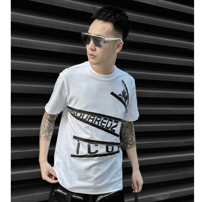 Áo Phông Icon Nam Phối Khóa Chéo Siêu Đẹp - Áo DSQ Icon Nam Mix Khọa Độc Lạ