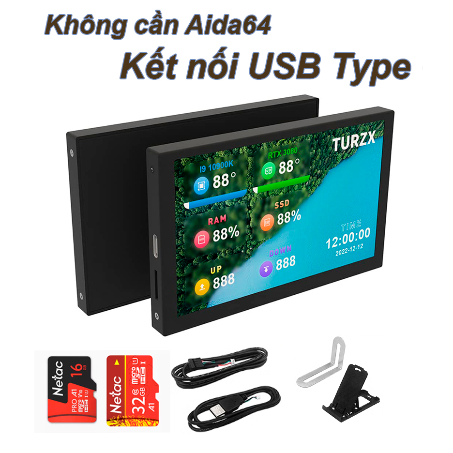 Màn hình 5 inch TURZX Turing Smart Screen hiển thị thông số PC không cần aida64